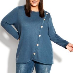 Nwt AVENUE Opal Hacci Knit Top Steel Size 16 (R02.5)